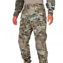 Men G3 Assault Combat Uniform Set with Knee Pads Multicam Camouflage Tactical Airsoft Hunting Paintball Gear