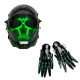 Green Glowing Skull Head Helmet With Gloves Gauntlets