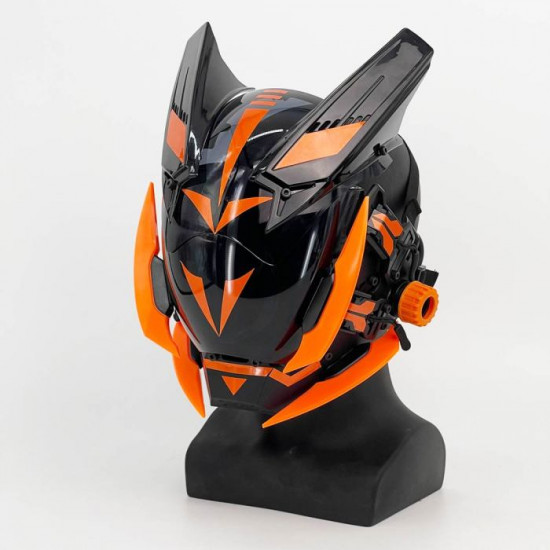 Orange&Black Horns Future Punk Tech Round Light Mask