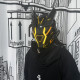 Cyberpunk Yellow Light Mask With Mech Gloves&Wrist Armor