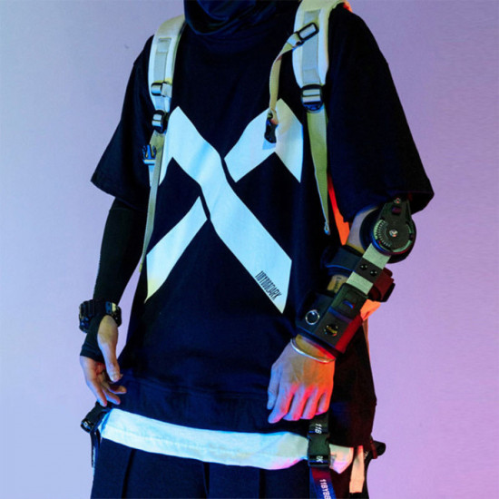 Cyberpunk Yellow Light Mask With Mech Gloves&Wrist Armor