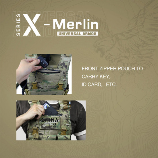 UNIVERSAL TACTICAL ALLIANCE X-Merlin Plate Carrier Tactical Vest & NIJ IIIA Protection Plates Set