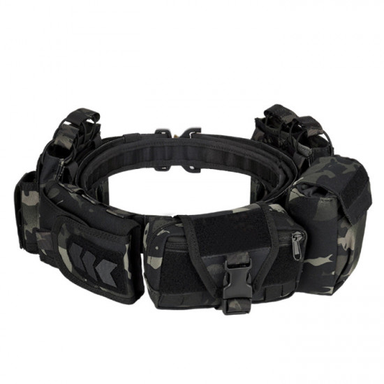 YAKEDA Tactical Belt Patrol Multifunctional Molle Five-piece Nylon Detachable Adjustable Tactical Belt Equipped With Cartridge Pocket Accessory Bag