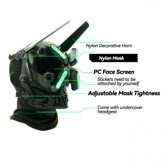 Cyberpunk Futuristic Techwear Glowing Rechargeable Mask