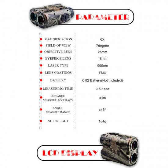 600m High-Precision Outdoor Handheld Infrared Rangefinder