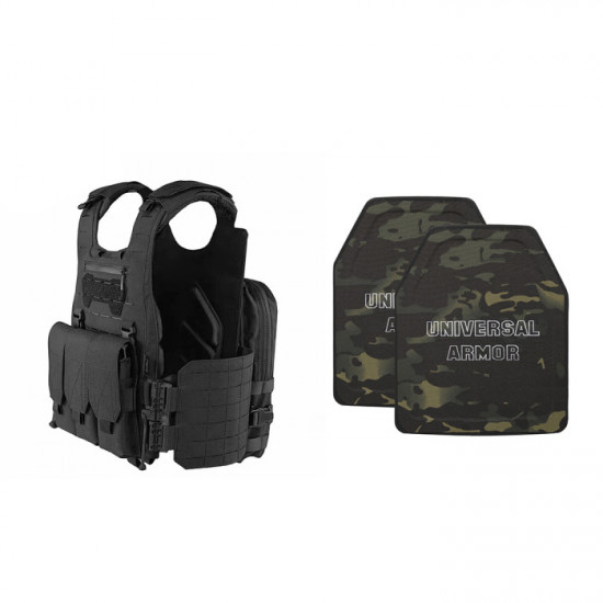 UNIVERSAL TACTICAL ALLIANCE X-Merlin Plate Carrier Tactical Vest & NIJ IIIA Protection Plates Set