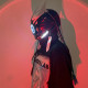 Cyberpunk Round LED Light Helmet Mask with Hair Props