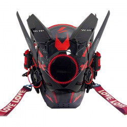 Cyberpunk Helmet Mask Cyberpunk Cosplay Helmet Tactical Helmet Samurai Helmet with Red Light