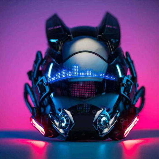 Punk Gothic Cyber Tactical Mask with Chargeable Lights Cosplay Prop (Rhythm Version)