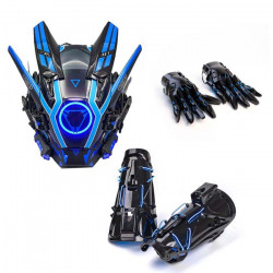 Cyberpunk Blue Light Winged Mask With Gloves&Wrist Armor