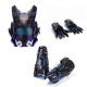 Cyberpunk Blue Light Mask With Gauntlet&Wrist Armor For Tech Masquerade Props