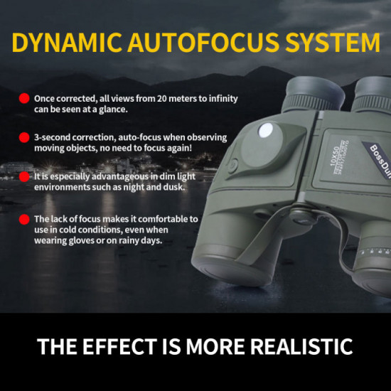 HD Night Vision Military Binoculars with Compass Waterproof Telescope