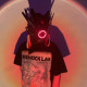 Cyberpunk Red Round Light Mask With Streamers With Gloves&Wrist Armor