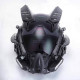 Cyberpunk Helmet Mask Cyberpunk Cosplay Helmet Samurai Helmet with Red Lights Black Horns Cosplay Costume Props