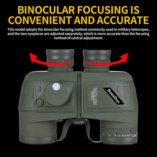 HD Night Vision Military Binoculars with Compass Waterproof Telescope