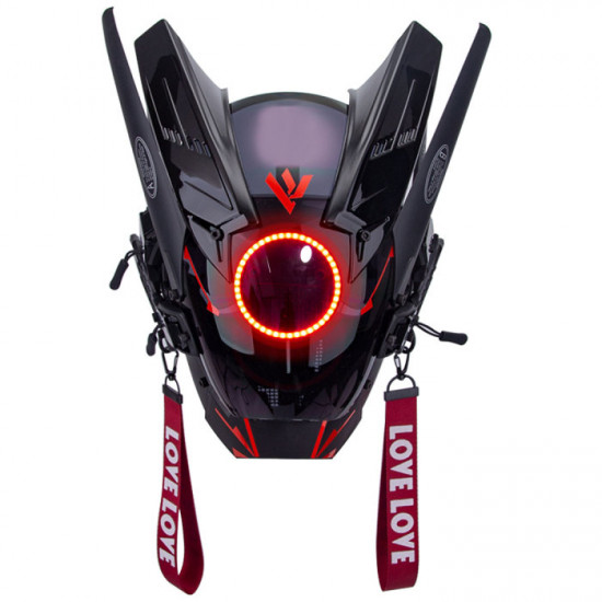 Cyberpunk Red Round Light Mask With Streamers With Gloves&Wrist Armor