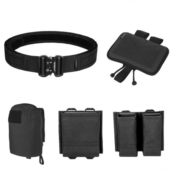 First aid tactical bag + recycling bag + 556 magazine bag + 9mm double magazine bag + 2 inch ronin belt girdle set (BK)