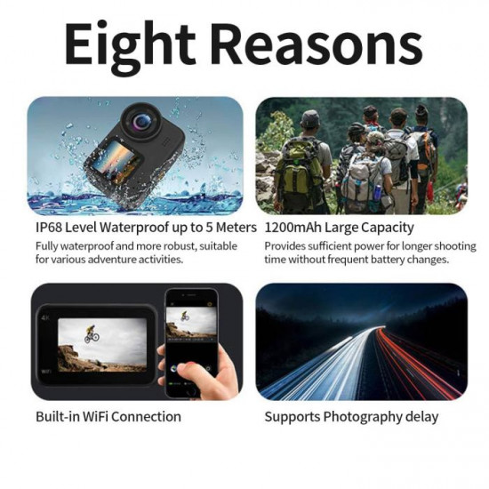 4K Sports Camera Waterproof Anti-shake Cycling Hunting Travel Camcorder