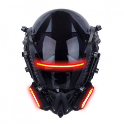 Cyberpunk Helmet Mask Cyberpunk Cosplay Helmet Samurai Helmet with Red Light Cosplay Costume Props