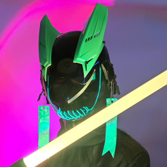 Cyberpunk Mask Future Tech Helmet With Streamers (Halloween Limited Version)