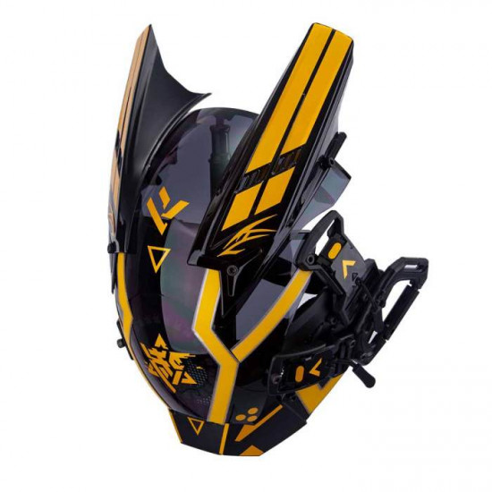 Cyberpunk Helmet Mask Cyberpunk Cosplay Helmet Tactical Helmet Samurai Helmet with Yellow Light