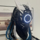 Cyberpunk Round Blue Light Mask With Gloves And Wrist Armor For Carnival Parties