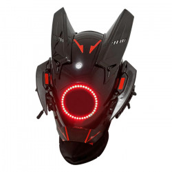 Cyberpunk Helmet Mask Cyberpunk Cosplay Helmet Tactical Helmet Samurai Helmet with Red Light