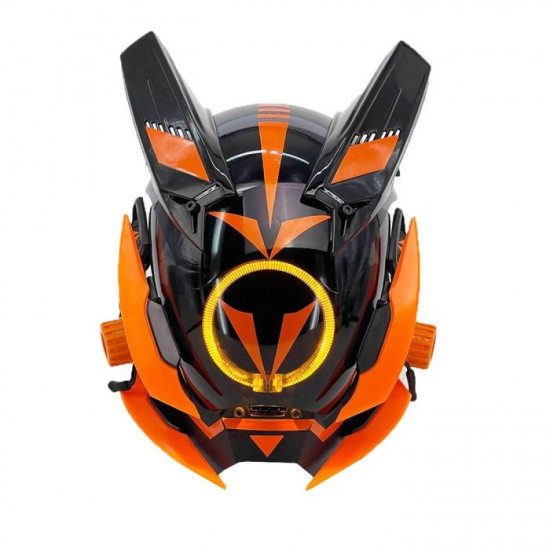 Orange&Black Horns Future Punk Tech Round Light Mask