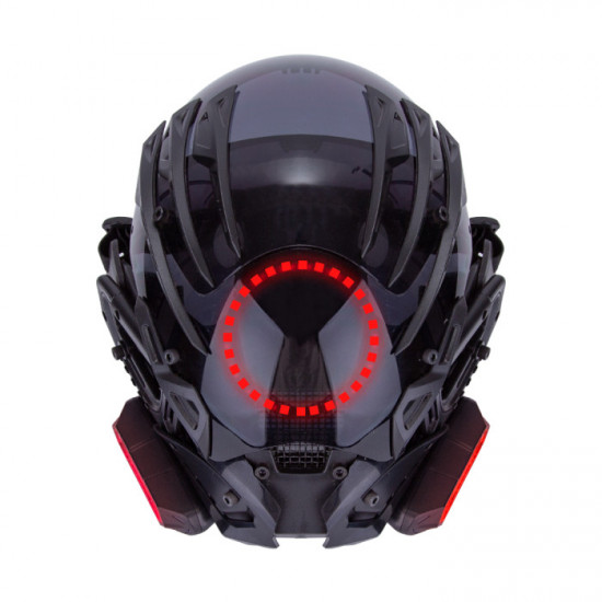 Future Punk Tech Black Claw Mask with Rechargeable Red Round Light