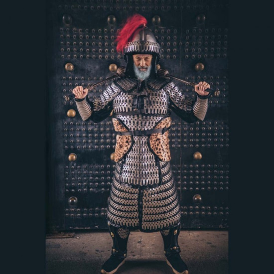 Retro Style Ancient Lamellar Armor Outfit with Helmet